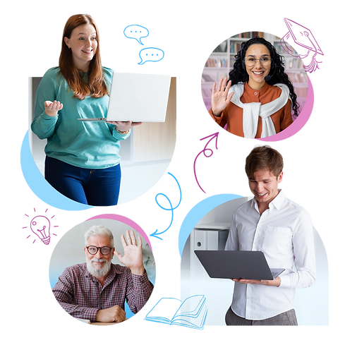 Volunteer educator connecting with Ukrainian teacher through video call